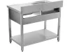 YATO Rozsdamentes inox gasztro munkaasztal mosogatóval, 1000 x 600 x 850 mm (YG-30900)