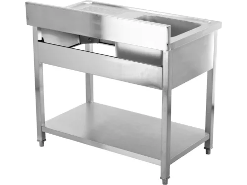 YATO Rozsdamentes inox gasztro munkaasztal mosogatóval, 1000 x 600 x 850 mm (YG-30900)