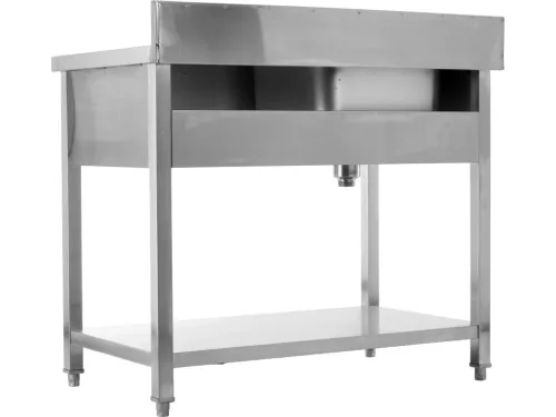 YATO Rozsdamentes inox gasztro munkaasztal mosogatóval, 1000 x 600 x 850 mm (YG-30900)