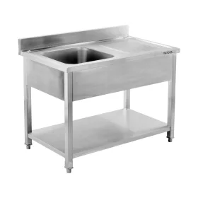   YATO Rozsdamentes inox gasztro munkaasztal mosogatóval, 1200 x 600 x 850 mm (YG-30901)