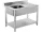 YATO Rozsdamentes inox gasztro munkaasztal mosogatóval, 1200 x 600 x 850 mm (YG-30901)
