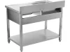 YATO Rozsdamentes inox gasztro munkaasztal mosogatóval, 1200 x 600 x 850 mm (YG-30901)