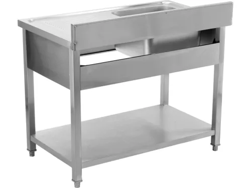 YATO Rozsdamentes inox gasztro munkaasztal mosogatóval, 1200 x 600 x 850 mm (YG-30901)