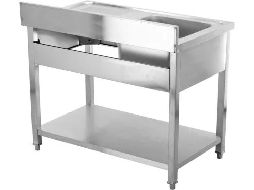 YATO Rozsdamentes inox gasztro munkaasztal mosogatóval, 1200 x 600 x 850 mm (YG-30901)