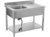 YATO Rozsdamentes inox gasztro munkaasztal mosogatóval, 1200 x 600 x 850 mm (YG-30901)