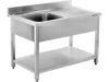 YATO Rozsdamentes inox, gasztro munkaasztal mosogatóval 1400 x 600 mm  (Jobbos kivitel) (YG-30902)