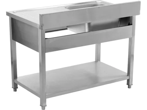 YATO Rozsdamentes inox, gasztro munkaasztal mosogatóval 1400 x 600 mm  (Jobbos kivitel) (YG-30902)