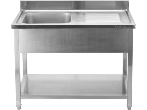 YATO Rozsdamentes inox, gasztro munkaasztal mosogatóval 1400 x 600 mm  (Jobbos kivitel) (YG-30902)