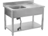 YATO Rozsdamentes inox, gasztro munkaasztal mosogatóval 1400 x 600 mm  (Jobbos kivitel) (YG-30902)