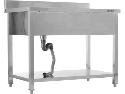 YATO Rozsdamentes inox, gasztro munkaasztal mosogatóval 1400 x 600 mm  (Jobbos kivitel) (YG-30902)