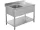 YATO Rozsdamentes inox gasztro munkaasztal mosogatóval, 1000 x 700 x 850 mm  (YG-30903)