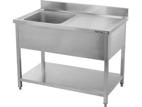 YATO Rozsdamentes inox gasztro munkaasztal mosogatóval, 1000 x 700 x 850 mm  (YG-30903)