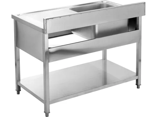 YATO Rozsdamentes inox gasztro munkaasztal mosogatóval, 1000 x 700 x 850 mm  (YG-30903)
