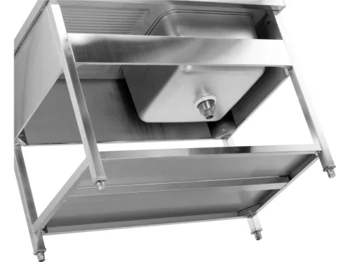 YATO Rozsdamentes inox gasztro munkaasztal mosogatóval, 1000 x 700 x 850 mm  (YG-30903)