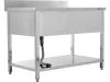 YATO Rozsdamentes inox gasztro munkaasztal mosogatóval, 1000 x 700 x 850 mm  (YG-30903)