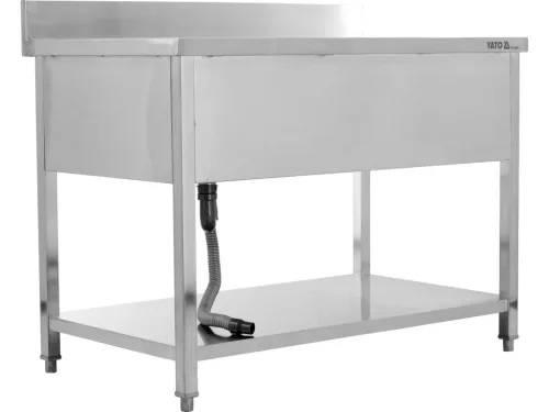 YATO Rozsdamentes inox gasztro munkaasztal mosogatóval, 1000 x 700 x 850 mm  (YG-30903)