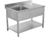 YATO Rozsdamentes inox gasztro munkaasztal egyaknás mosogatóval, 1200 x 700 mm (YG-30904)