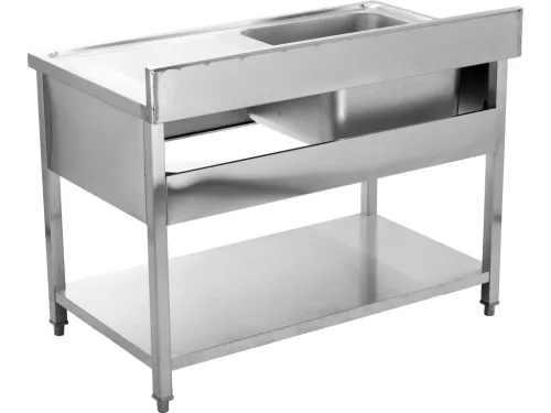 YATO Rozsdamentes inox gasztro munkaasztal egyaknás mosogatóval, 1200 x 700 mm (YG-30904)