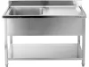 YATO Rozsdamentes inox gasztro munkaasztal egyaknás mosogatóval, 1200 x 700 mm (YG-30904)
