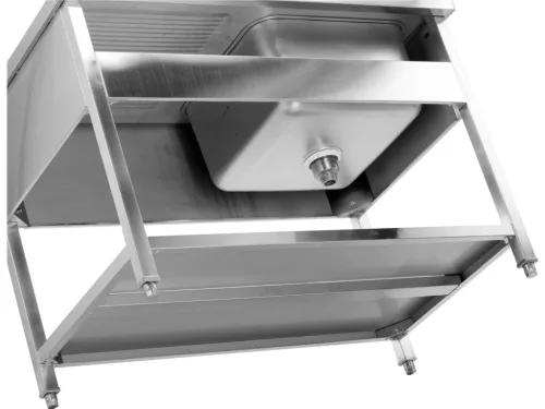 YATO Rozsdamentes inox gasztro munkaasztal egyaknás mosogatóval, 1200 x 700 mm (YG-30904)