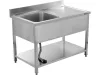 YATO Rozsdamentes inox gasztro munkaasztal egyaknás mosogatóval, 1200 x 700 mm (YG-30904)