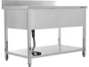 YATO Rozsdamentes inox gasztro munkaasztal egyaknás mosogatóval, 1200 x 700 mm (YG-30904)