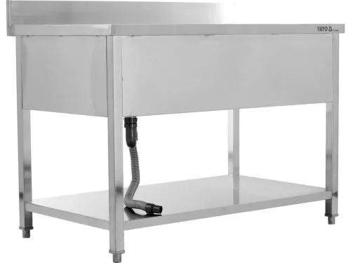 YATO Rozsdamentes inox gasztro munkaasztal egyaknás mosogatóval, 1200 x 700 mm (YG-30904)