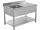YATO Rozsdamentes inox gasztro munkaasztal mosogatóval,  1400 x 700 x 850 mm (YG-30905)