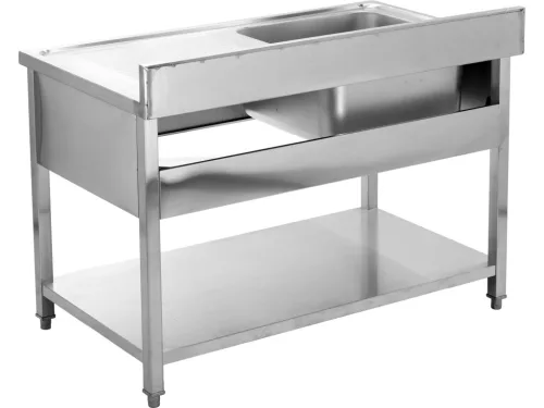 YATO Rozsdamentes inox gasztro munkaasztal mosogatóval,  1400 x 700 x 850 mm (YG-30905)