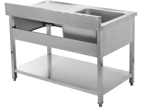 YATO Rozsdamentes inox gasztro munkaasztal mosogatóval,  1400 x 700 x 850 mm (YG-30905)