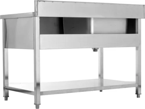 YATO Rozsdamentes inox gasztro munkaasztal mosogatóval,  1400 x 700 x 850 mm (YG-30905)