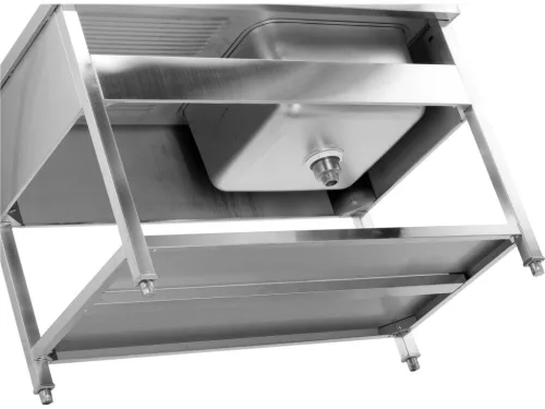 YATO Rozsdamentes inox gasztro munkaasztal mosogatóval,  1400 x 700 x 850 mm (YG-30905)