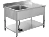 YATO Rozsdamentes inox gasztro munkaasztal mosogatóval,  1400 x 700 x 850 mm (YG-30905)