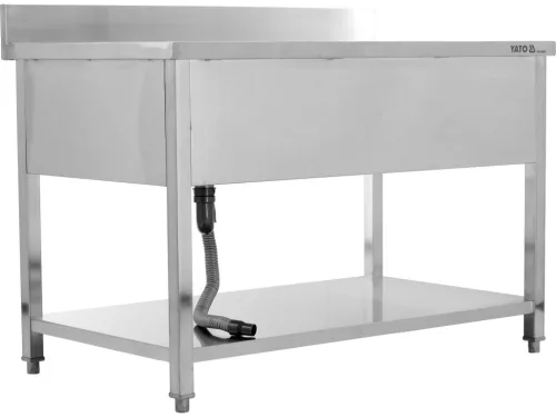 YATO Rozsdamentes inox gasztro munkaasztal mosogatóval,  1400 x 700 x 850 mm (YG-30905)