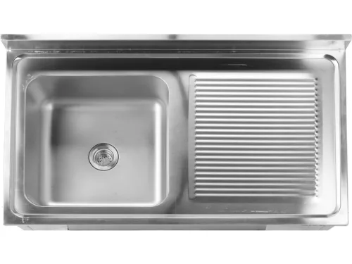 YATO Rozsdamentes inox gasztro munkaasztal mosogatóval,  1400 x 700 x 850 mm (YG-30905)