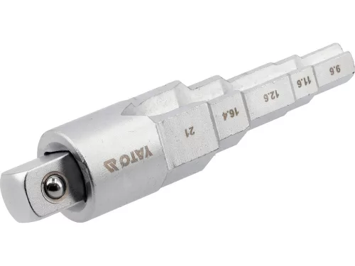 YATO Lépcsős radiátor- és szerelvénykulcs adapterrel, 1/2” meghajtás, 5 méret, 9,6–21 mm (YT-03319)