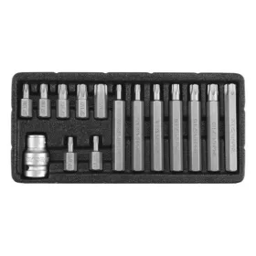   YATO Bitfejkészlet furatos Torx profillal, 3/8”, T20–T55, 30 és 75 mm, 15 részes (YT-0417)