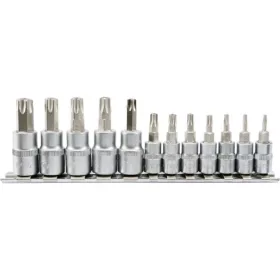   YATO Bitfejkészlet furatos Torx profillal, 1/4” és 3/8” meghajtással, T8–T55, 12 részes (YT-04332)