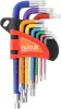 YATO Torx biztonsági kulcs készlet furatos csavarokhoz, T10–T50, 9 részes, S2 acél (YT-05637)