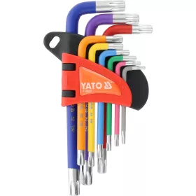   YATO Torx biztonsági kulcs készlet furatos csavarokhoz, T10–T50, 9 részes, S2 acél (YT-05637)