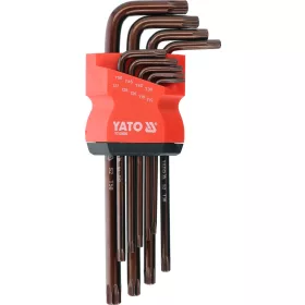   YATO Torx kulcs készlet furatos / biztonsági csavarokhoz, T10–T50, hosszú szárú, 9 részes, S2 acél (YT-05680)