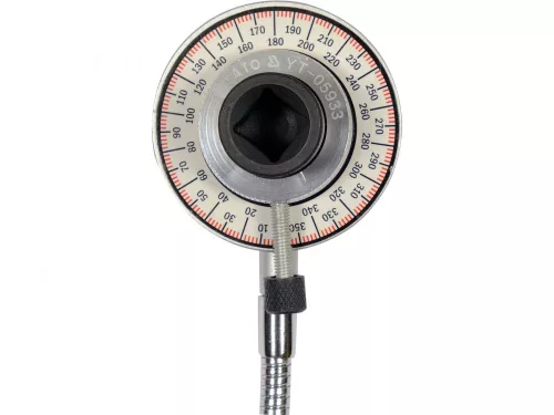 YATO  Nyomatékkulcs szögmérő 1/2”, 0–360°, 2°-os osztással, flexibilis rögzítőkarral (szögrehúzó tárcsa) (YT-05933)