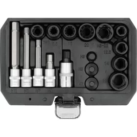   YATO Féknyereg dugókulcs és bit készlet 17 részes, 1/4”–1/2”, CrV acél (YT-06812)