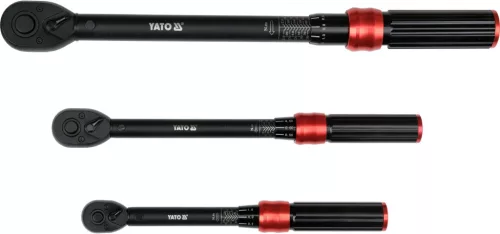 YATO Nyomatékkulcs készlet 1/4”, 3/8” és 1/2”, 2–220 Nm, 9 részes, ±3% pontosság (YT-07716)