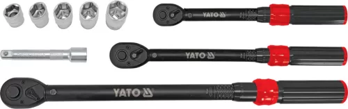 YATO Nyomatékkulcs készlet 1/4”, 3/8” és 1/2”, 2–220 Nm, 9 részes, ±3% pontosság (YT-07716)