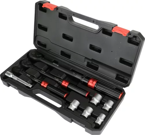 YATO Nyomatékkulcs készlet 1/4”, 3/8” és 1/2”, 2–220 Nm, 9 részes, ±3% pontosság (YT-07716)