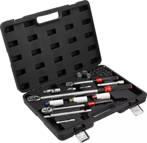 YATO Nyomatékkulcs készlet 1/4”, 3/8” és 1/2”, 2–220 Nm, 32 részes, ±3% pontosság (YT-07717)