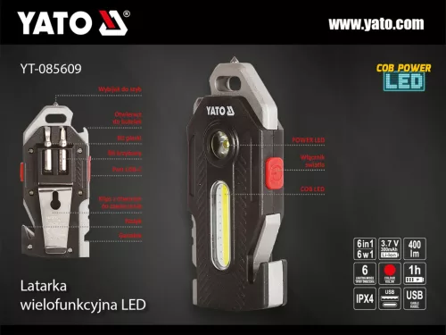 YATO Yato YT‑085609 – Multifunkciós zseblámpa 6 in 1 (400 lm) (YT-085609)