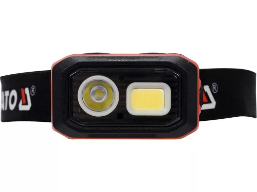YATO Akkus és elemes LED fejlámpa mozgásérzékelővel, 500 lm, 1000 mAh, IP54 (YT-08593)