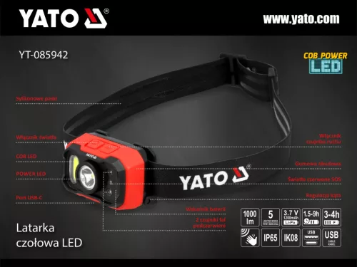 YATO LED fejlámpa 1000LM  (YT-085942)
